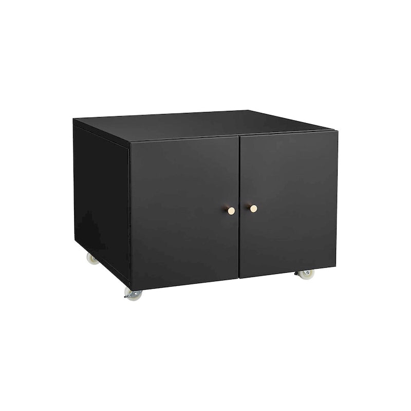 Meuble de bureau Armoire de photocopieur NOIR Meuble à photocopieur en acier à 2 portes Meuble à roulettes Meuble d'imprimante