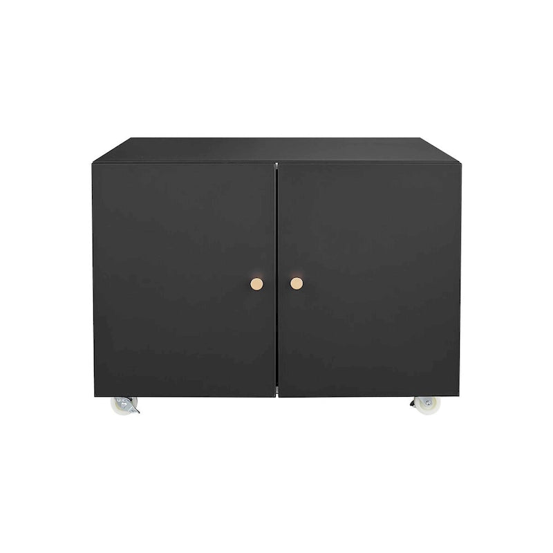 Meuble de bureau Armoire de photocopieur NOIR Meuble à photocopieur en acier à 2 portes Meuble à roulettes Meuble d'imprimante