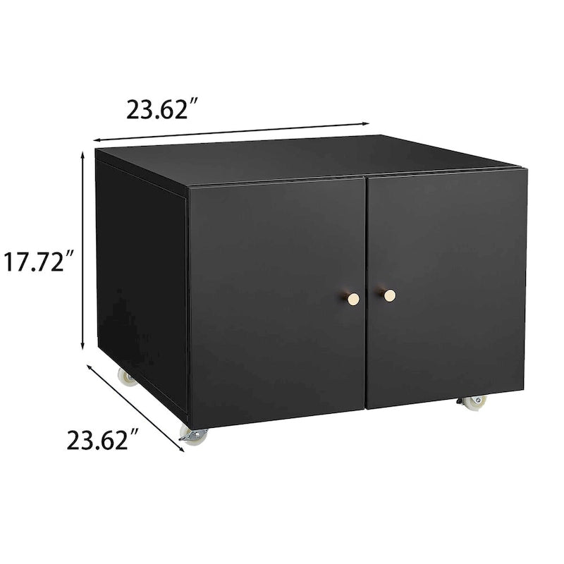 Meuble de bureau Armoire de photocopieur NOIR Meuble à photocopieur en acier à 2 portes Meuble à roulettes Meuble d'imprimante