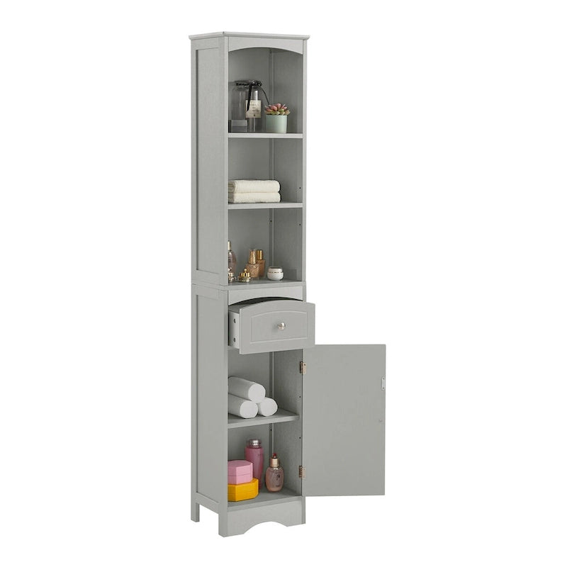 Meuble de rangement autoportant avec tiroir et étagères réglables pour salle de bain ou salon