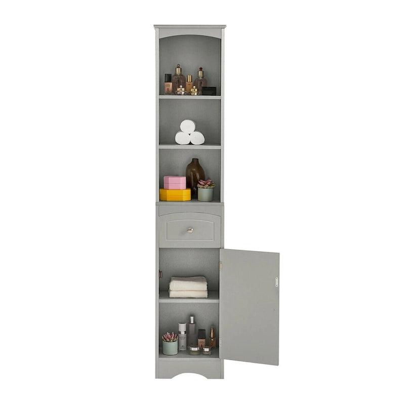 Meuble de rangement autoportant avec tiroir et étagères réglables pour salle de bain ou salon