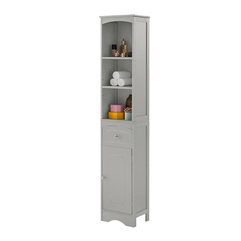 Meuble de rangement autoportant avec tiroir et étagères réglables pour salle de bain ou salon