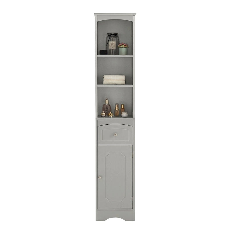 Meuble de rangement autoportant avec tiroir et étagères réglables pour salle de bain ou salon