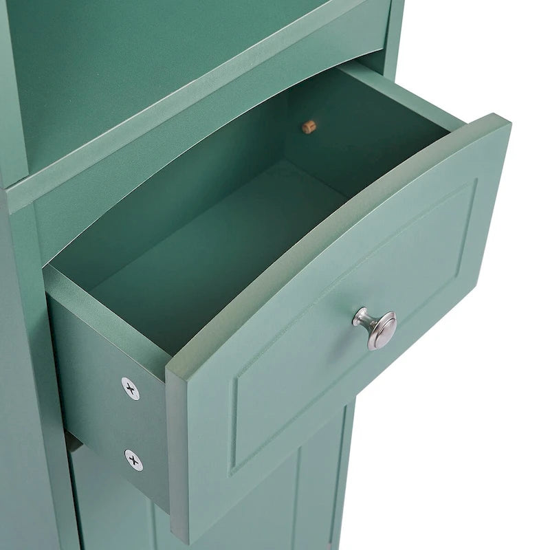 Meuble de rangement autoportant avec tiroir et étagères réglables pour salle de bain ou salon