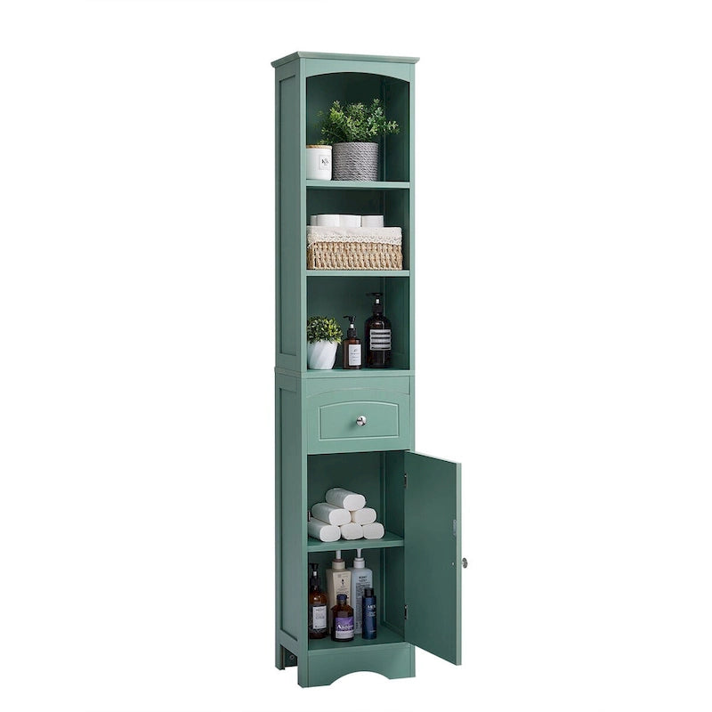 Meuble de rangement autoportant avec tiroir et étagères réglables pour salle de bain ou salon