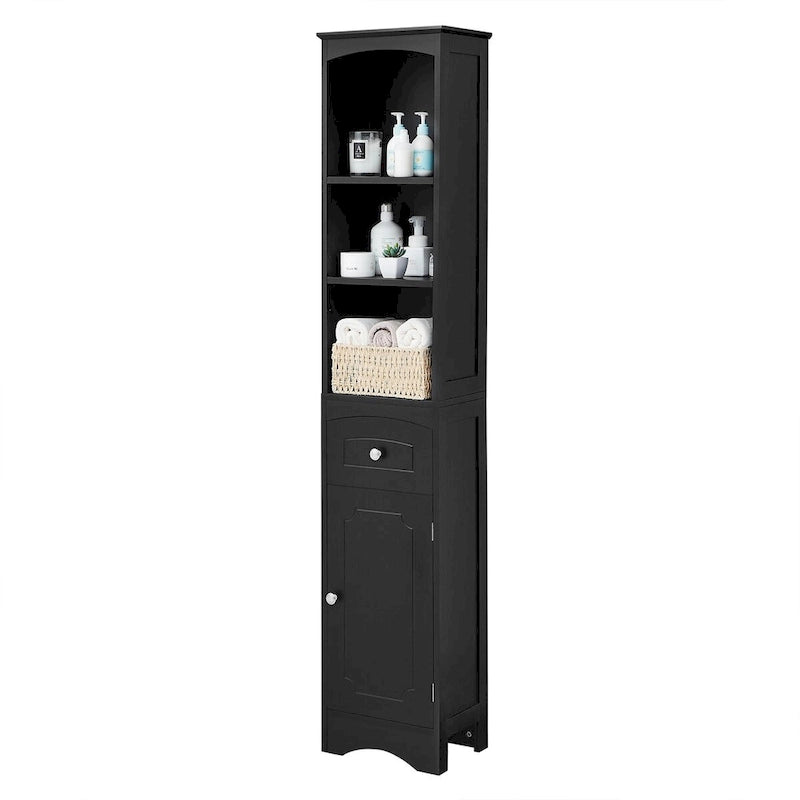Meuble de rangement autoportant avec tiroir et étagères réglables pour salle de bain ou salon