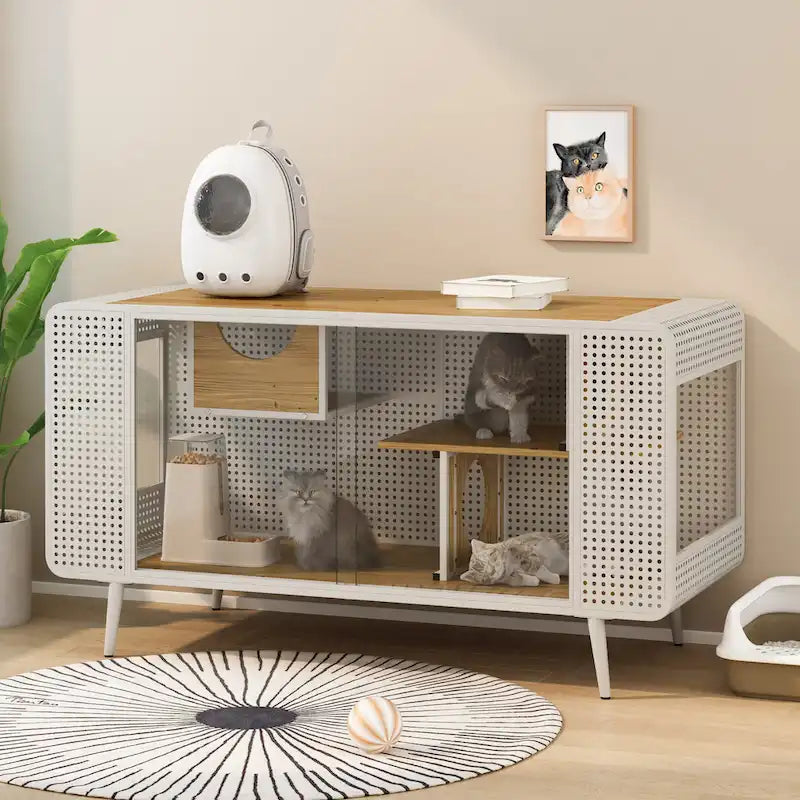 55.12 Maison spacieuse pour chat avec verre trempé pour salon