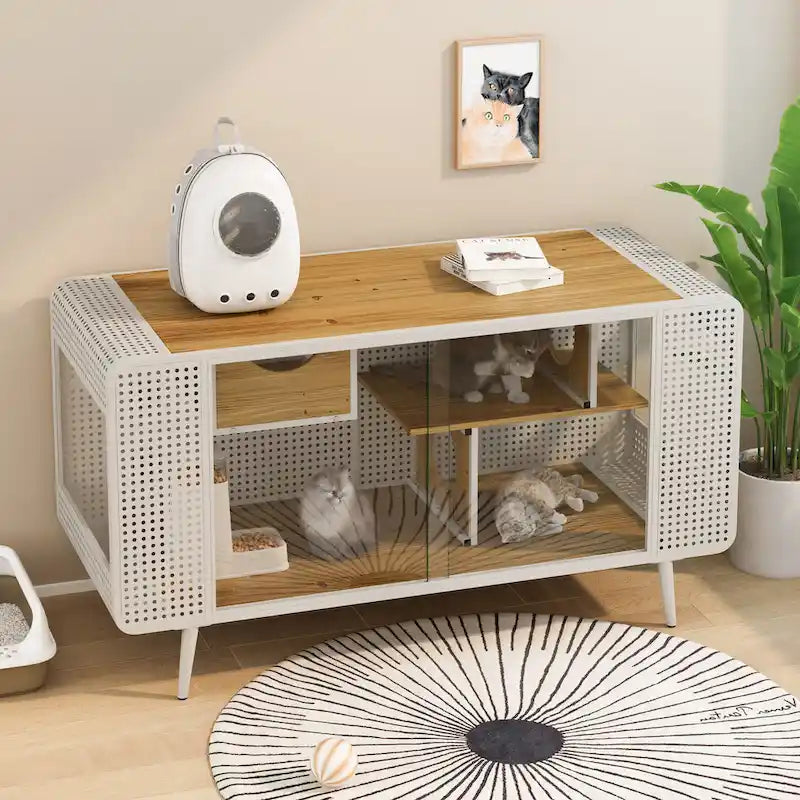55.12 Maison spacieuse pour chat avec verre trempé pour salon